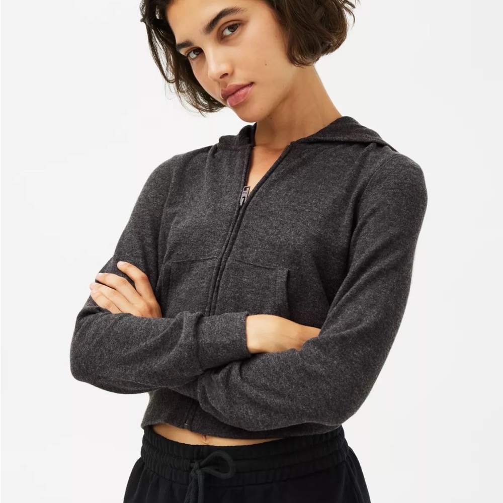 TNA Ribbed Zip Hoodie Heather Charcoal